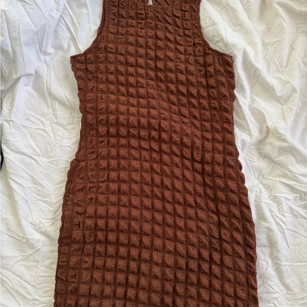 Elegant Brown Sleeveless Dress